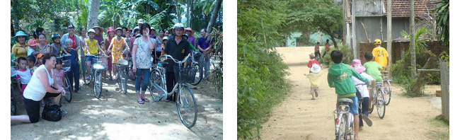 Debi, there go your children off to school for the first time on their new bikes!