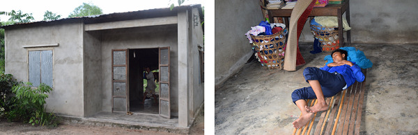 This home has two rooms; the boy is sleeping in one of the rooms. In the other room is also for sleeping & eating & living, although no food was to be seen.