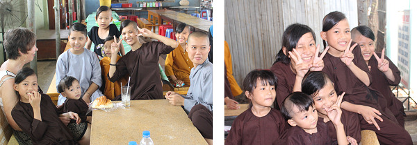 The children having fun for the camera.