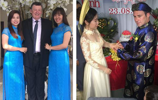 The wedding service was held in true Vietnamese tradition, so Daryl and his groomsmen all presented in true traditional dress.