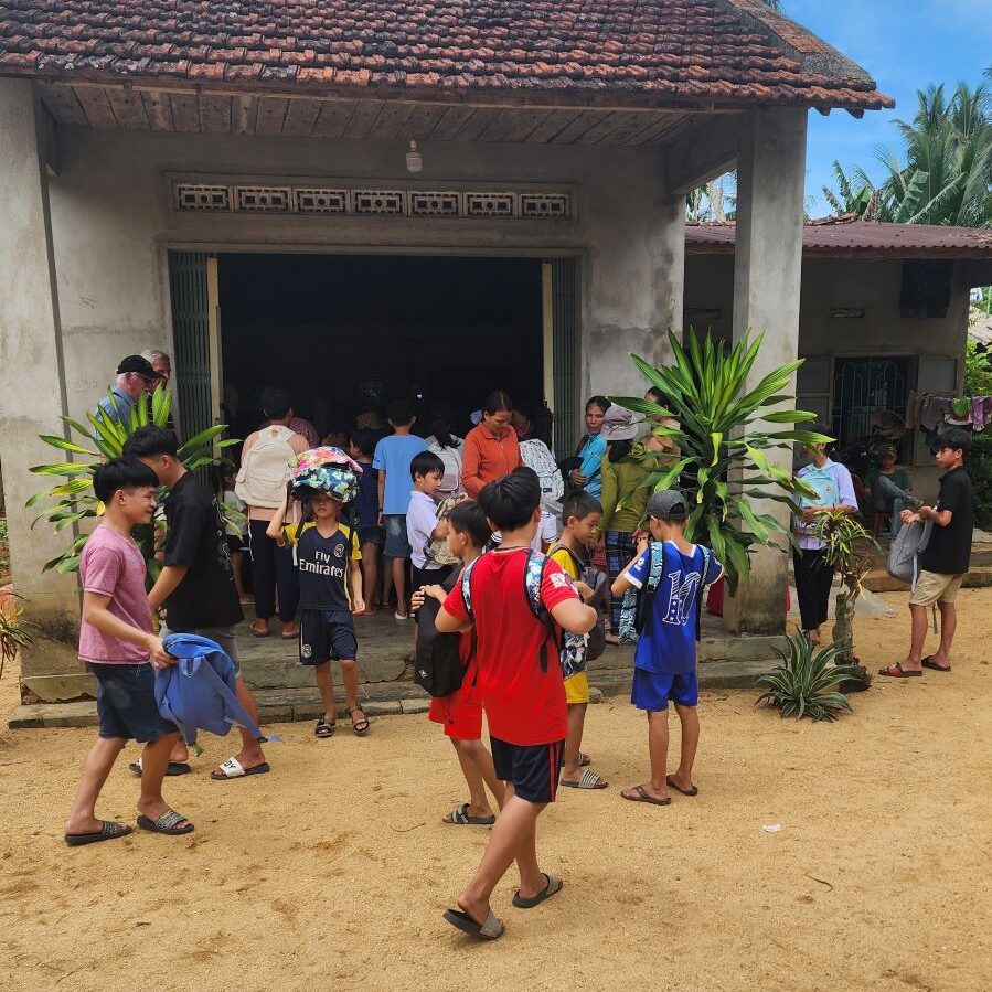 Children with Back Packs at Suongs Home