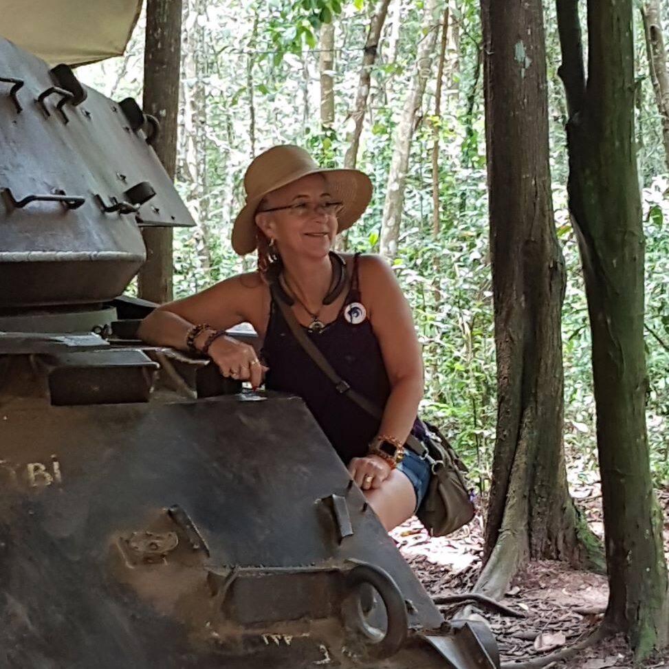 Debbie with American Tank