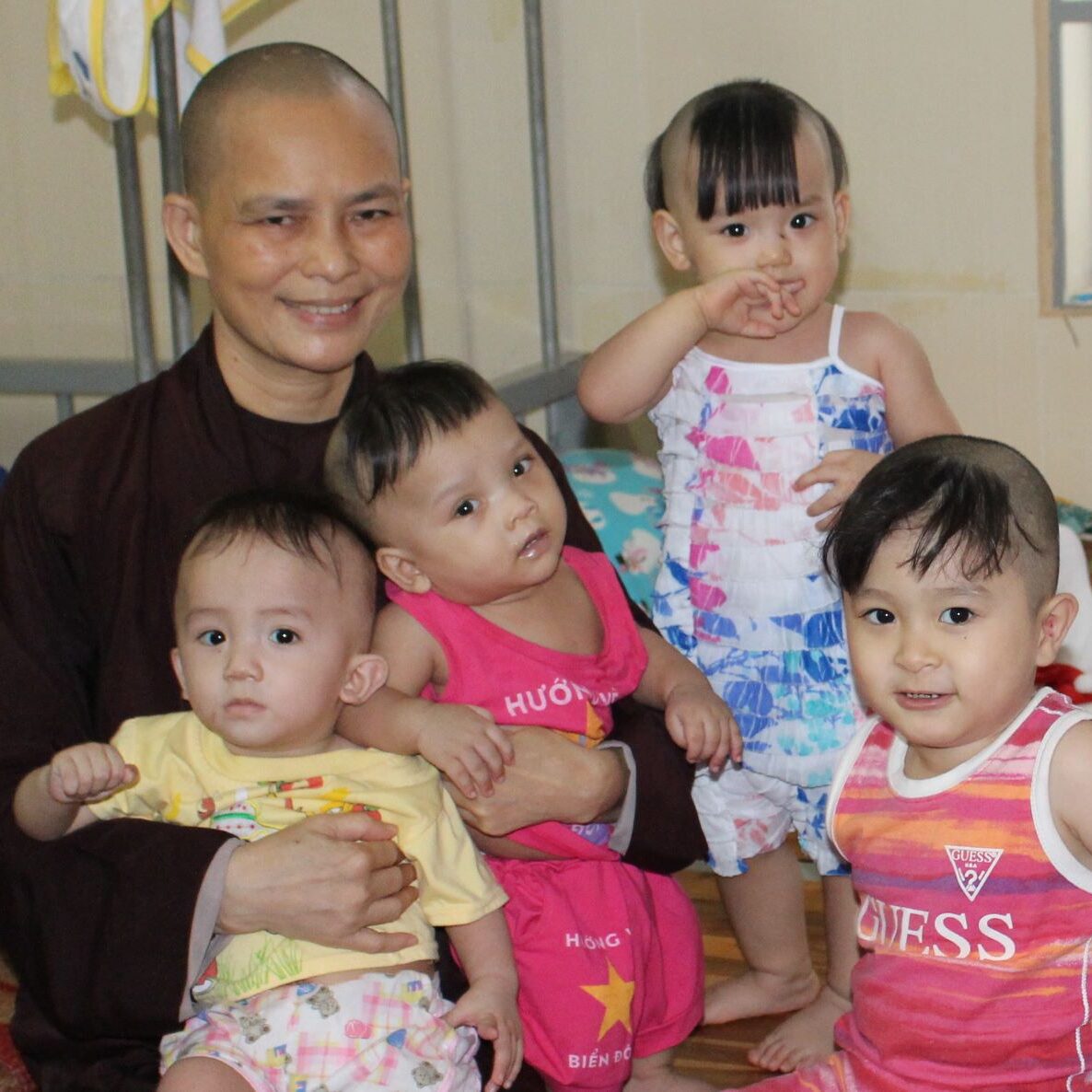 Minh Hai with her young ones Babies