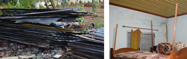 Rusted roof removed, and girls' leaking bedroom.